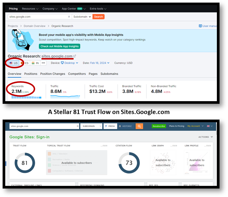 Image showing Google sites Authority Google sites Authority